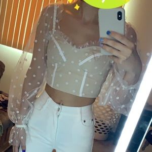 Nude and white crop top